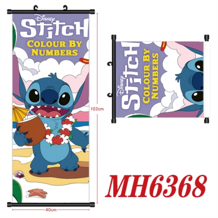 Lilo & Stitch Anime black Plastic rod Cloth painting Wall Scroll 40X102CM