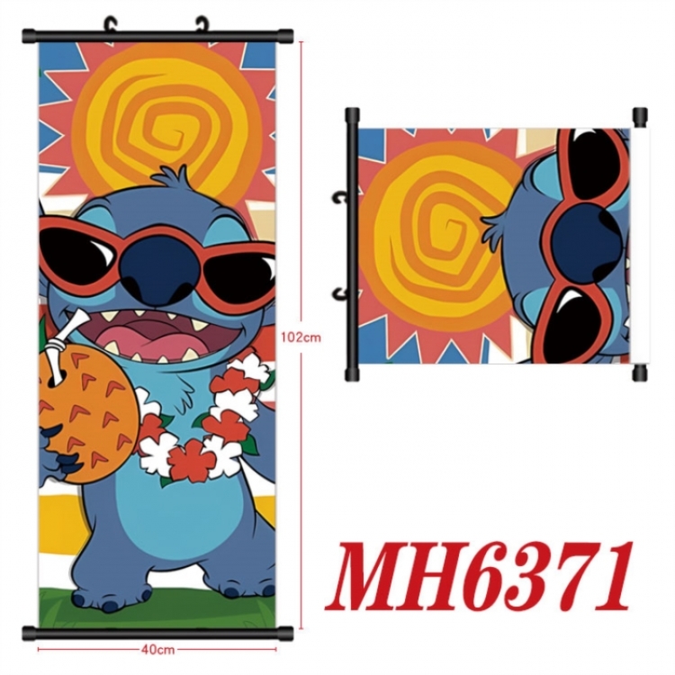 Lilo & Stitch Anime black Plastic rod Cloth painting Wall Scroll 40X102CM