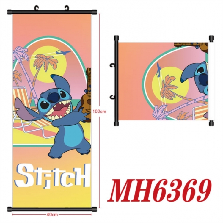 Lilo & Stitch Anime black Plastic rod Cloth painting Wall Scroll 40X102CM