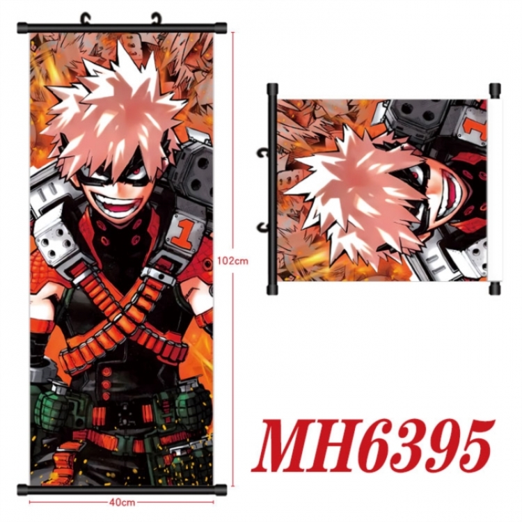 My Hero Academia Anime black Plastic rod Cloth painting Wall Scroll 40X102CM