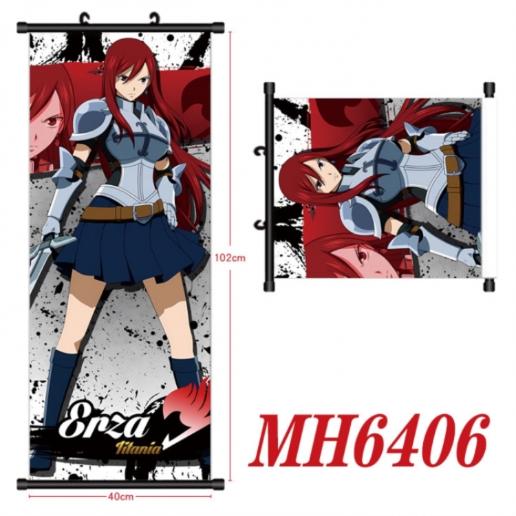 Fairy tail Anime black Plastic rod Cloth painting Wall Scroll 40X102CM