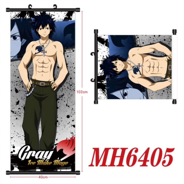 Fairy tail Anime black Plastic rod Cloth painting Wall Scroll 40X102CM