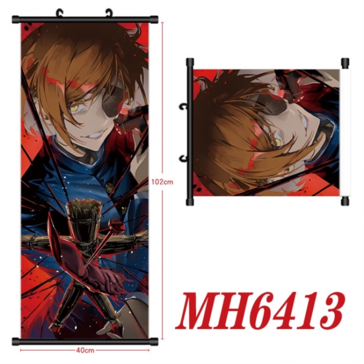 Jujutsu Kaisen Anime black Plastic rod Cloth painting Wall Scroll 40X102CM