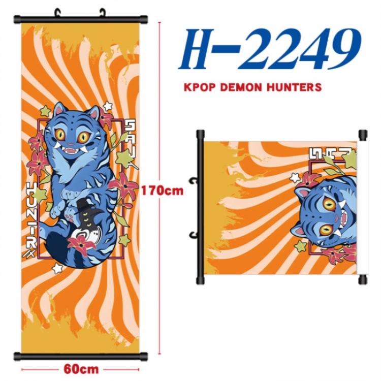 K-Pop Demon Hunters Black plastic rod cloth hanging canvas painting Wall Scroll 60x170cm