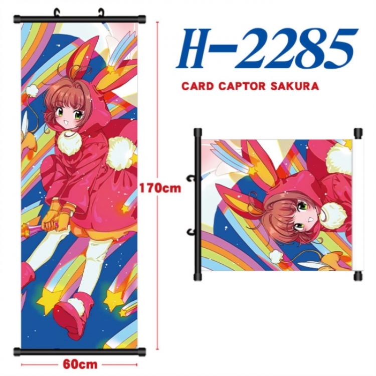 Card Captor Sakura Black plastic rod cloth hanging canvas painting Wall Scroll 60x170cm
