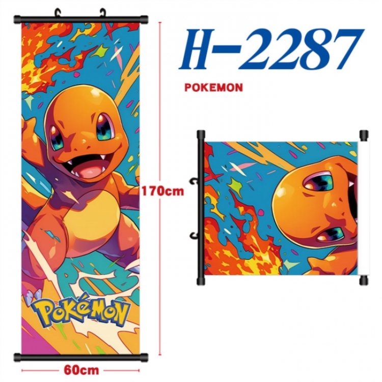 Pokemon Black plastic rod cloth hanging canvas painting Wall Scroll 60x170cm