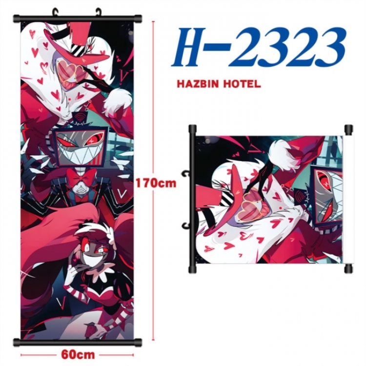 Hazbin Hotel Black plastic rod cloth hanging canvas painting Wall Scroll 60x170cm