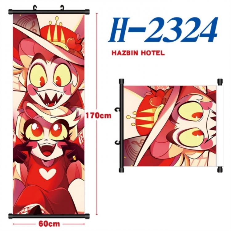 Hazbin Hotel Black plastic rod cloth hanging canvas painting Wall Scroll 60x170cm