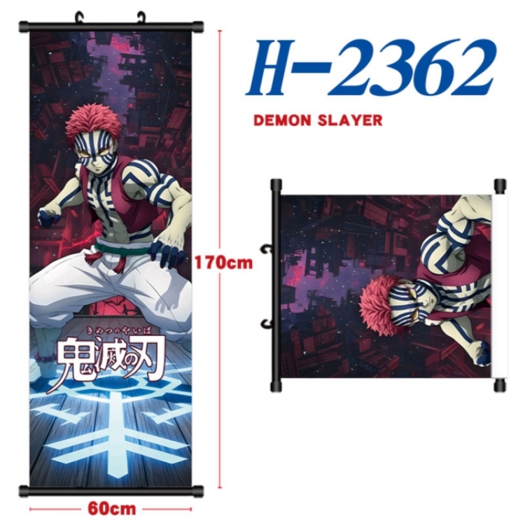 Demon Slayer Kimets Black plastic rod cloth hanging canvas painting Wall Scroll 60x170cm