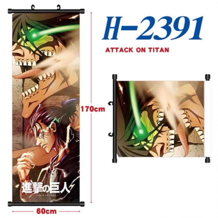 Shingeki no Kyojin Black plastic rod cloth hanging canvas painting Wall Scroll 60x170cm