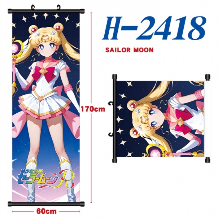 sailormoon Black plastic rod cloth hanging canvas painting Wall Scroll 60x170cm