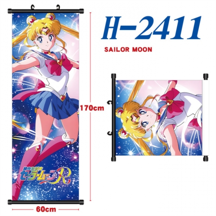 sailormoon Black plastic rod cloth hanging canvas painting Wall Scroll 60x170cm