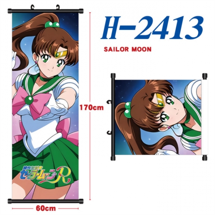 sailormoon Black plastic rod cloth hanging canvas painting Wall Scroll 60x170cm
