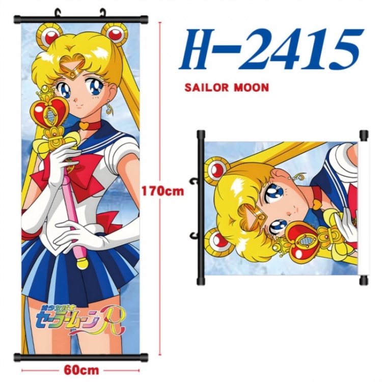 sailormoon Black plastic rod cloth hanging canvas painting Wall Scroll 60x170cm