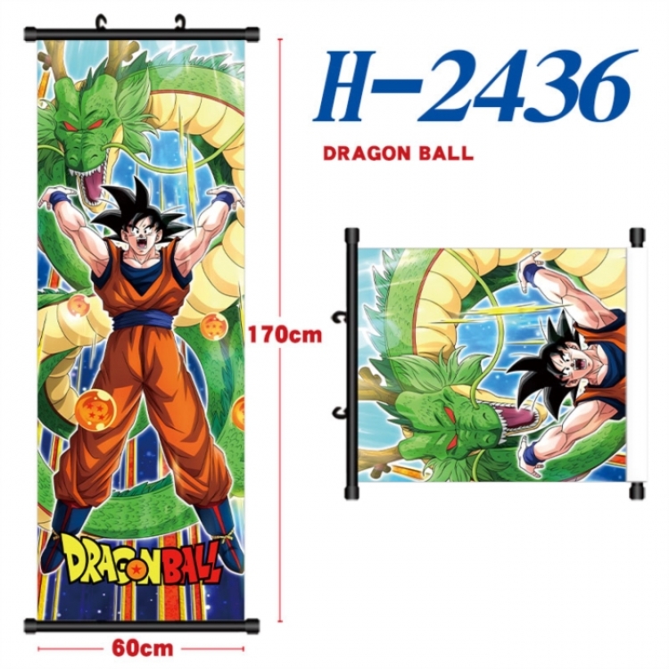 DRAGON BALL Black plastic rod cloth hanging canvas painting Wall Scroll 60x170cm