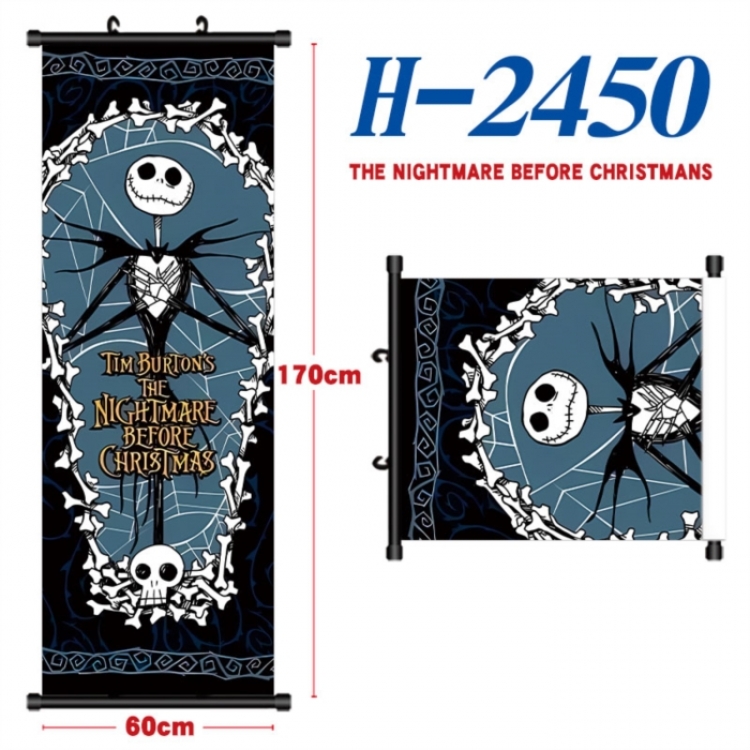 The Nightmare Before Christmas Black plastic rod cloth hanging canvas painting Wall Scroll 60x170cm
