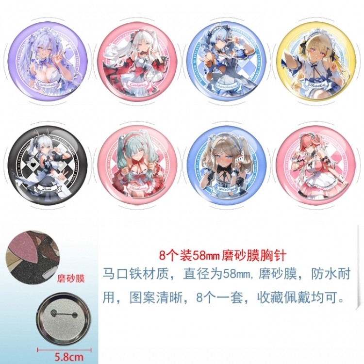 Mingchao Anime round scrub film brooch badge 58MM a set of 8