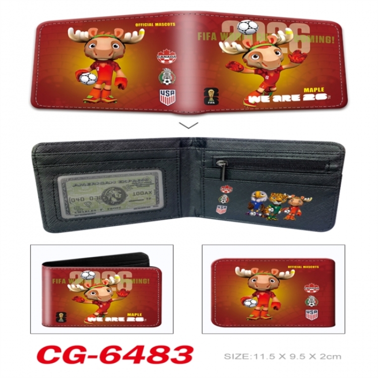 World Cup 3D concave convex two fold short card wallet 11X9.5X2cm 65G