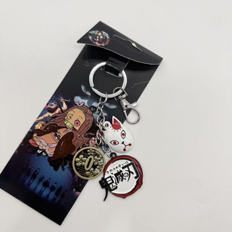 Demon Slayer Kimets Anime cartoon 4 pendant metal keychain backpack pendant