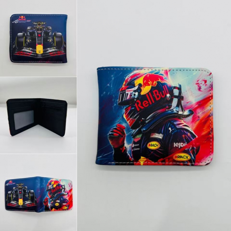 F1 Cars Full color Two fold short card case wallet 11X9.5CM