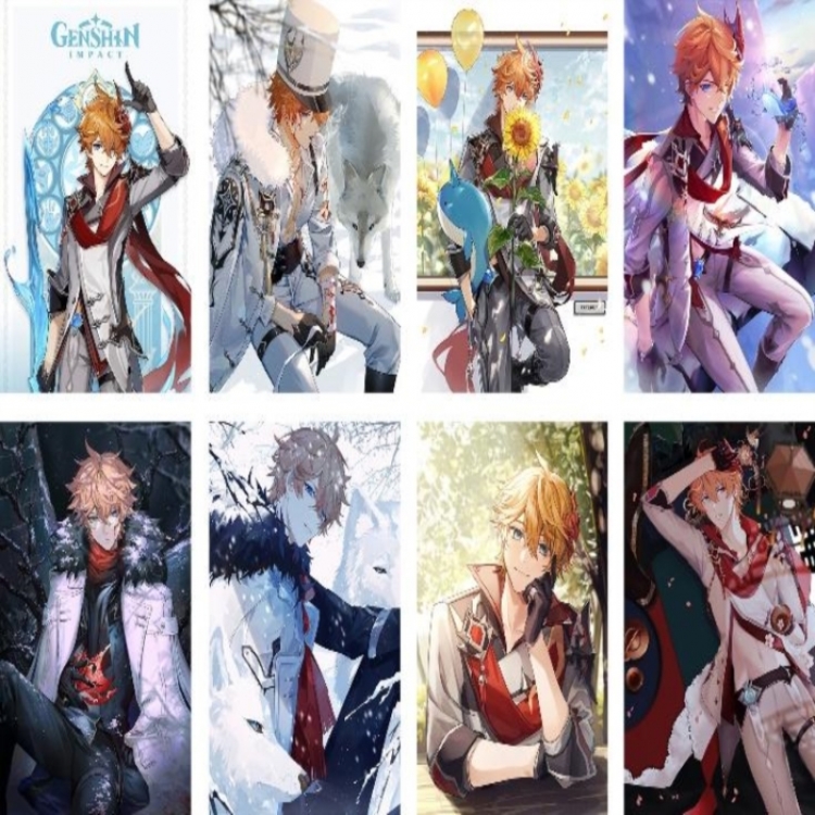 Genshin Impact Embossed poster 8 pcs a set 42X29CM price for 5 sets 