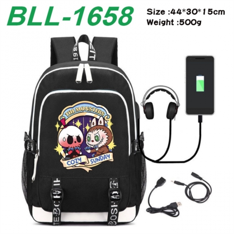 Labubu Game Canvas Backpack Waterproof School Bag 44X30X15CM 500G