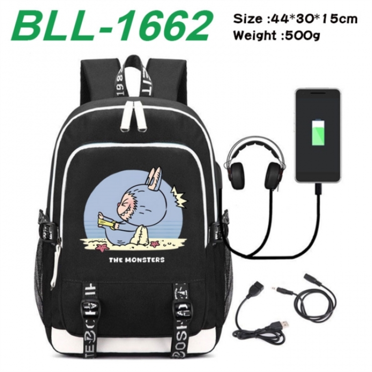 Labubu Game Canvas Backpack Waterproof School Bag 44X30X15CM 500G