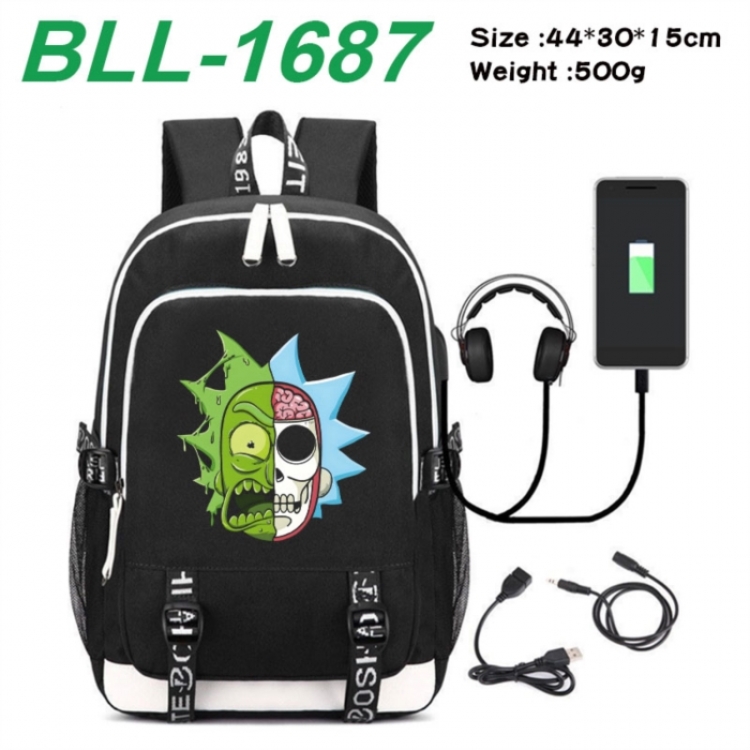 Rick and Morty Game Canvas Backpack Waterproof School Bag 44X30X15CM 500G