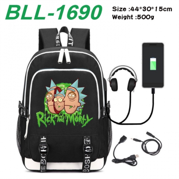 Rick and Morty Game Canvas Backpack Waterproof School Bag 44X30X15CM 500G