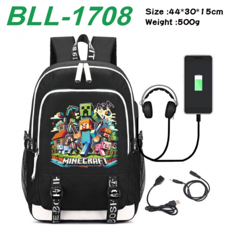 Minecraft Game Canvas Backpack Waterproof School Bag 44X30X15CM 500G