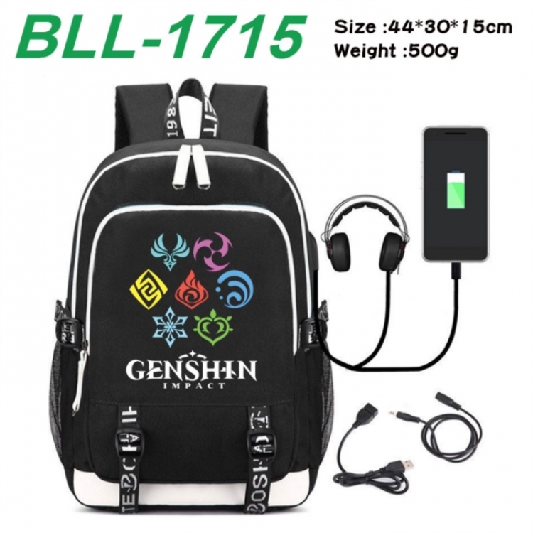 Genshin Impact Game Canvas Backpack Waterproof School Bag 44X30X15CM 500G