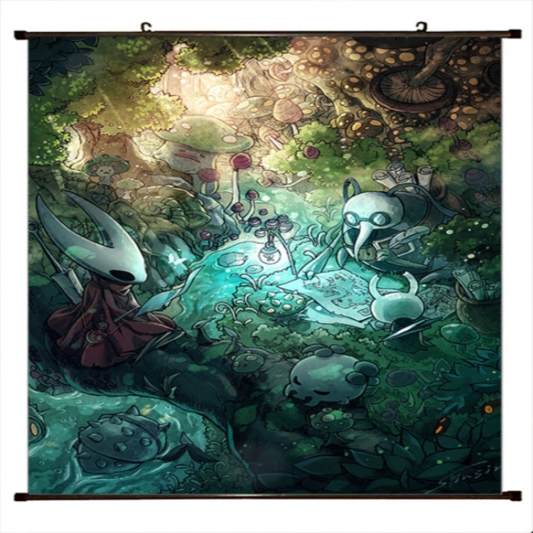 The Hollow Knight Anime black Plastic rod Cloth painting Wall Scroll 60X90CM 