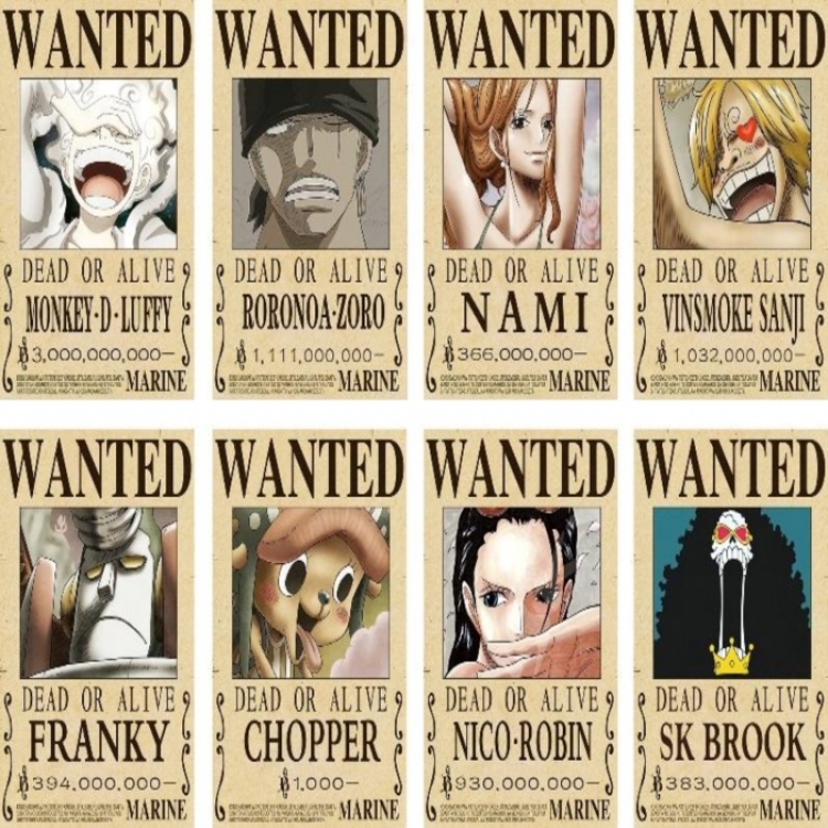 One Piece Embossed poster 8 pcs a set 42X29CM price for 5 sets
