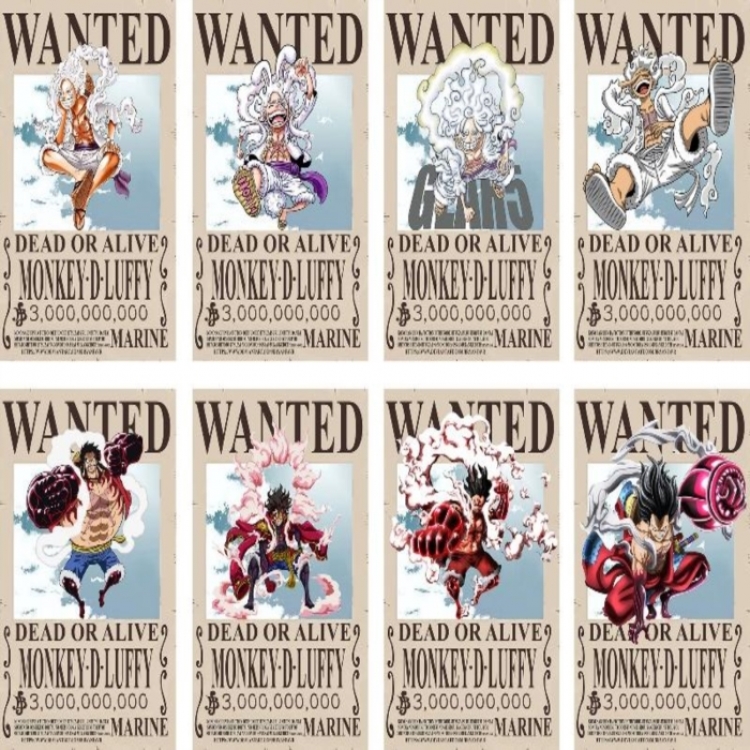 One Piece Embossed poster 8 pcs a set 42X29CM price for 5 sets