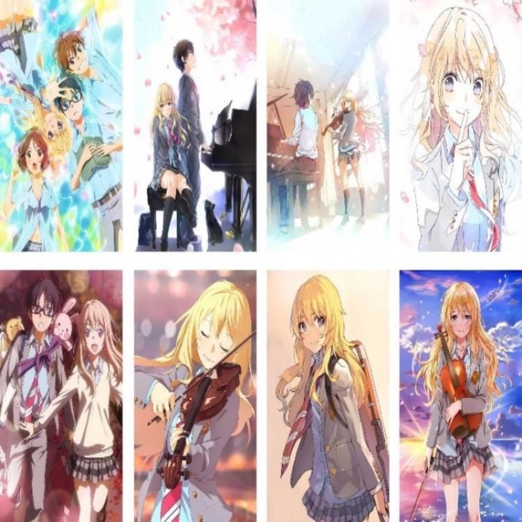 Your Lie in April Embossed poster 8 pcs a set 42X29CM price for 5 sets