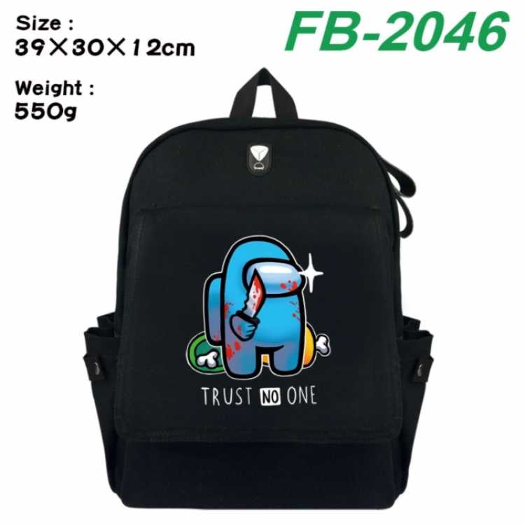 Among Us Canvas Flip Backpack Student Schoolbag Headphone Hole 39X30X12CM 