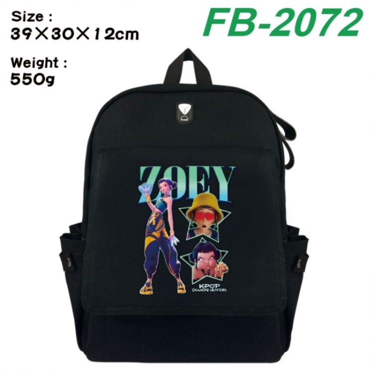K-Pop:Demon Hunters Canvas Flip Backpack Student Schoolbag Headphone Hole 39X30X12CM 