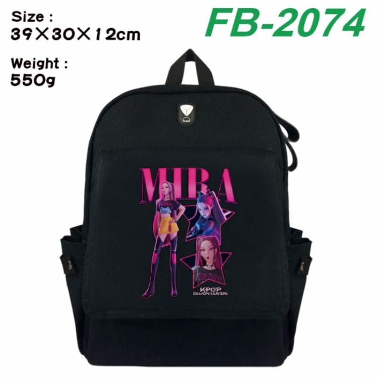 K-Pop:Demon Hunters Canvas Flip Backpack Student Schoolbag Headphone Hole 39X30X12CM 