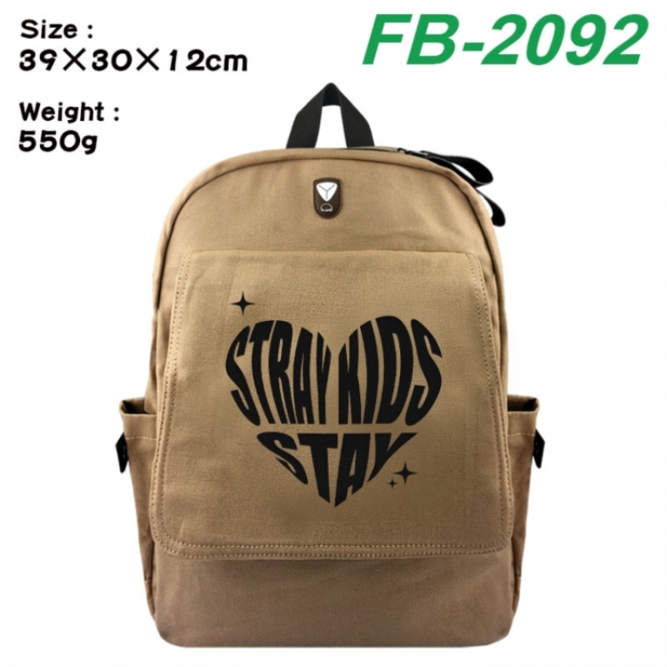 Stray Kids Canvas Flip Backpack Student Schoolbag Headphone Hole 39X30X12CM 