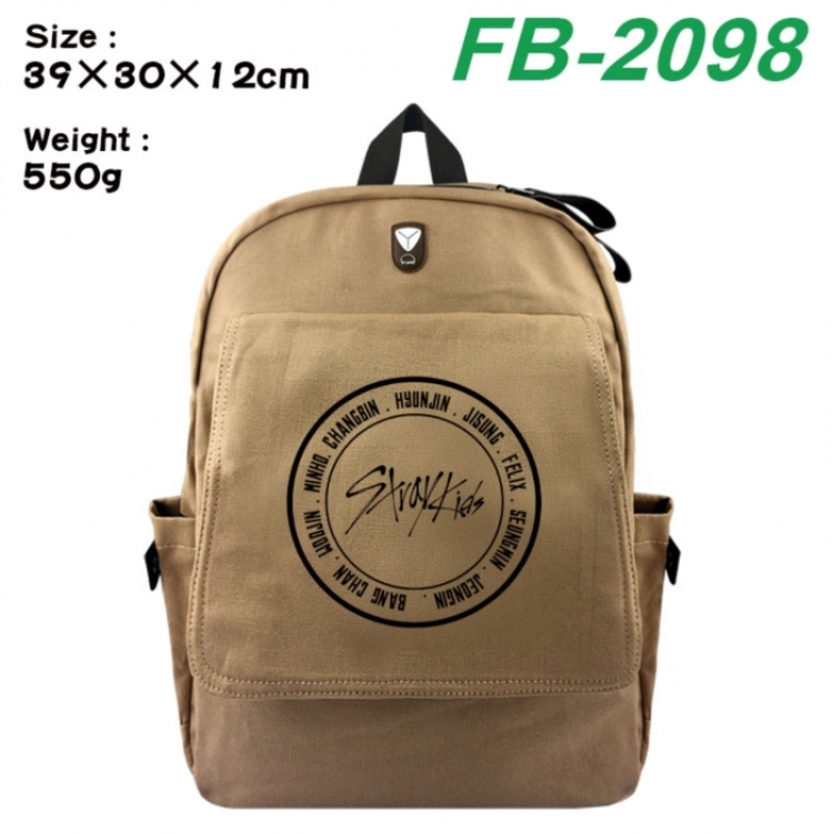 Stray Kids Canvas Flip Backpack Student Schoolbag Headphone Hole 39X30X12CM 