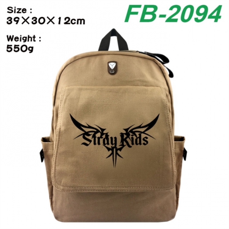 Stray Kids Canvas Flip Backpack Student Schoolbag Headphone Hole 39X30X12CM 