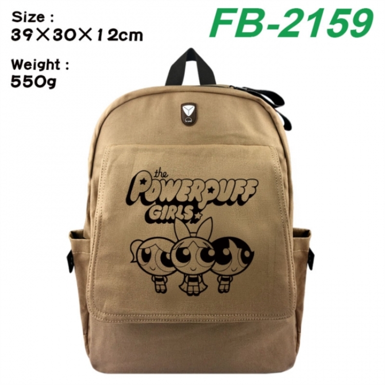 The Powerpuff Girls Canvas Flip Backpack Student Schoolbag Headphone Hole 39X30X12CM 