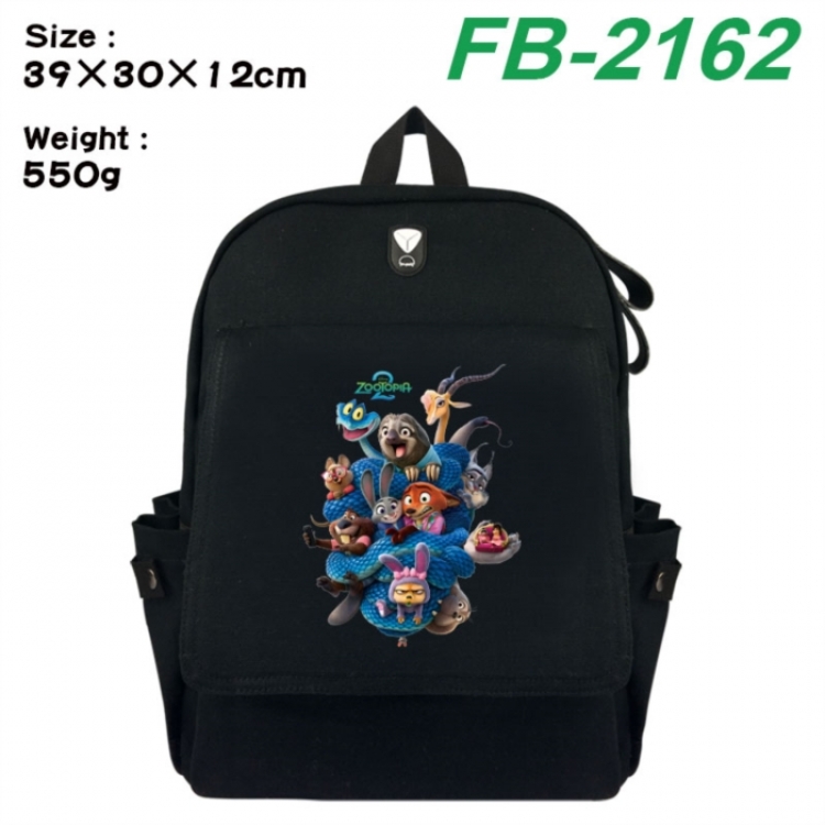Zootopia Canvas Flip Backpack Student Schoolbag Headphone Hole 39X30X12CM 