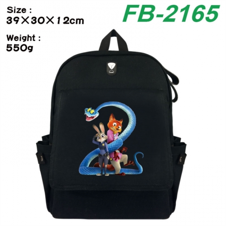 Zootopia Canvas Flip Backpack Student Schoolbag Headphone Hole 39X30X12CM 