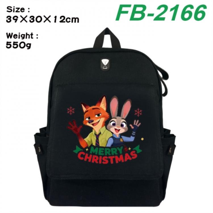 Zootopia Canvas Flip Backpack Student Schoolbag Headphone Hole 39X30X12CM 