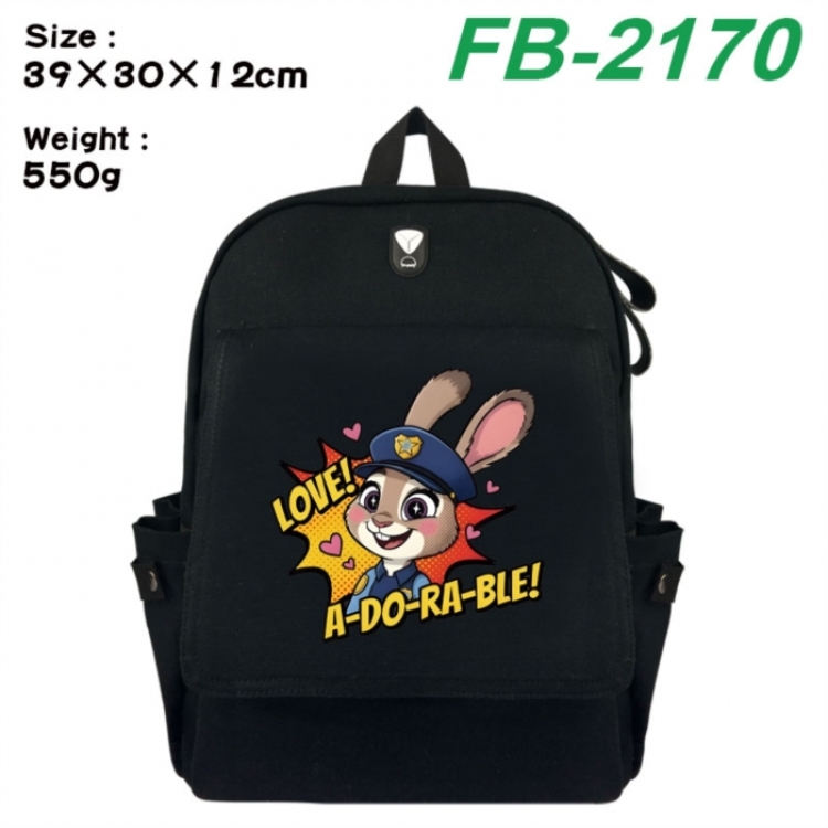 Zootopia Canvas Flip Backpack Student Schoolbag Headphone Hole 39X30X12CM 