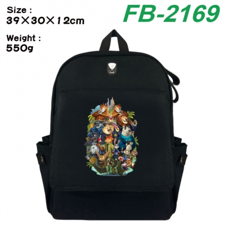 Zootopia Canvas Flip Backpack Student Schoolbag Headphone Hole 39X30X12CM 