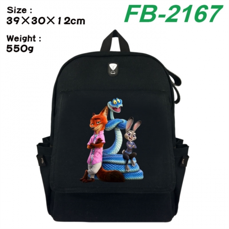 Zootopia Canvas Flip Backpack Student Schoolbag Headphone Hole 39X30X12CM 