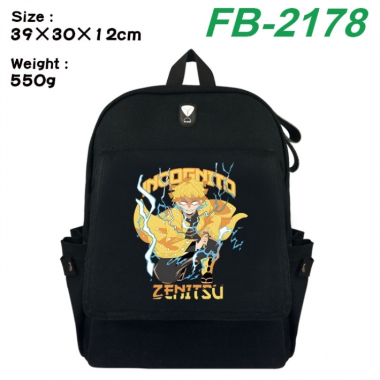 Demon Slayer Kimets Canvas Flip Backpack Student Schoolbag Headphone Hole 39X30X12CM 