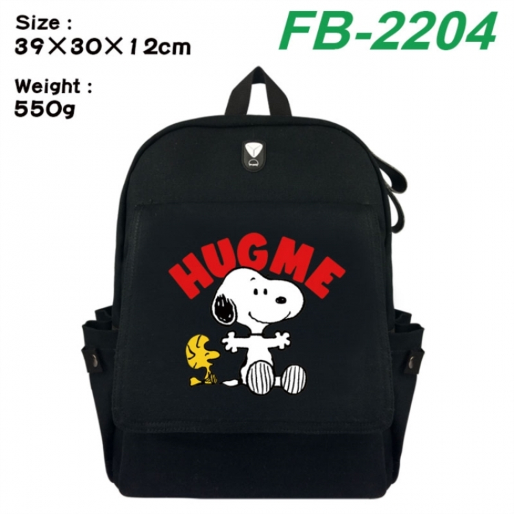 Peanuts‌ Canvas Flip Backpack Student Schoolbag Headphone Hole 39X30X12CM 